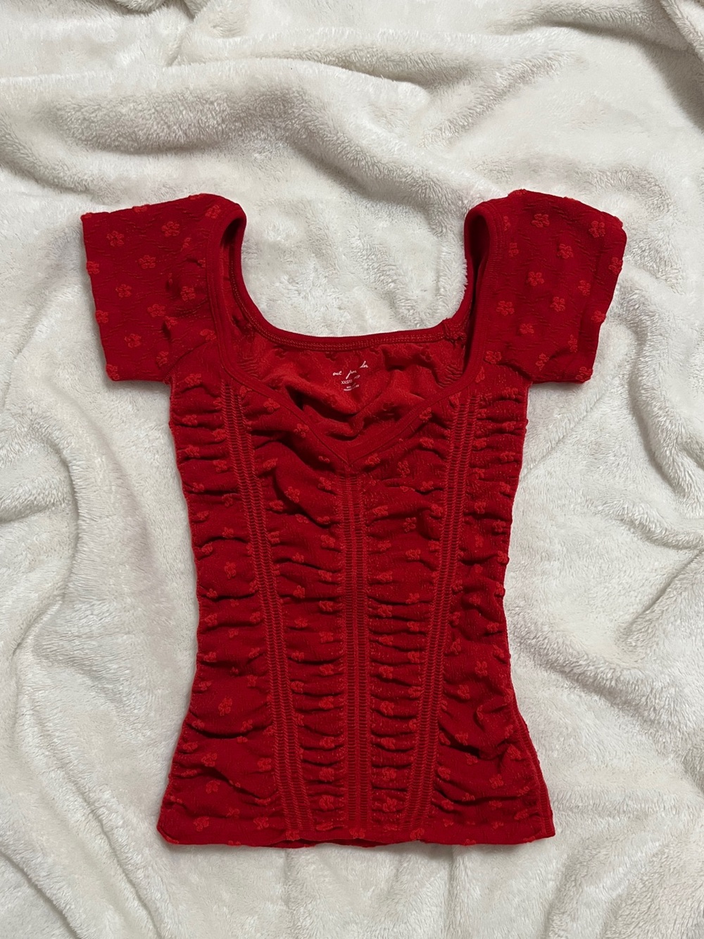 urban outfitters Out From Under Rosalie Ruched Seamless Knit Short Sleeve Top